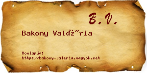 Bakony Valéria névjegykártya
